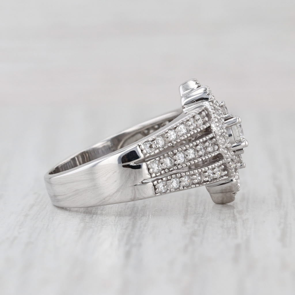 1ctw Diamond 14k White Gold Size 7.5 Cocktail