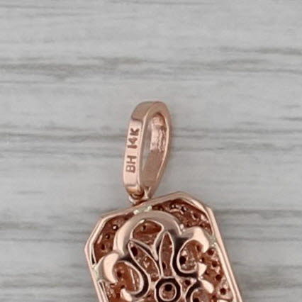 0.58ctw Pink Sapphire Diamond Halo Pendant 14k Rose Gold