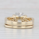 Round Semi Mount Diamond Engagement Ring Wedding Band Bridal Set 14k Yellow Gold