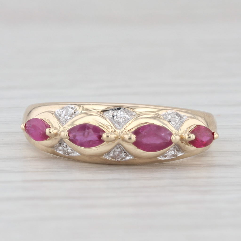 Light Gray 0.53ctw Ruby 3-Stone Diamond Ring 14k Yellow Gold Size 7.5