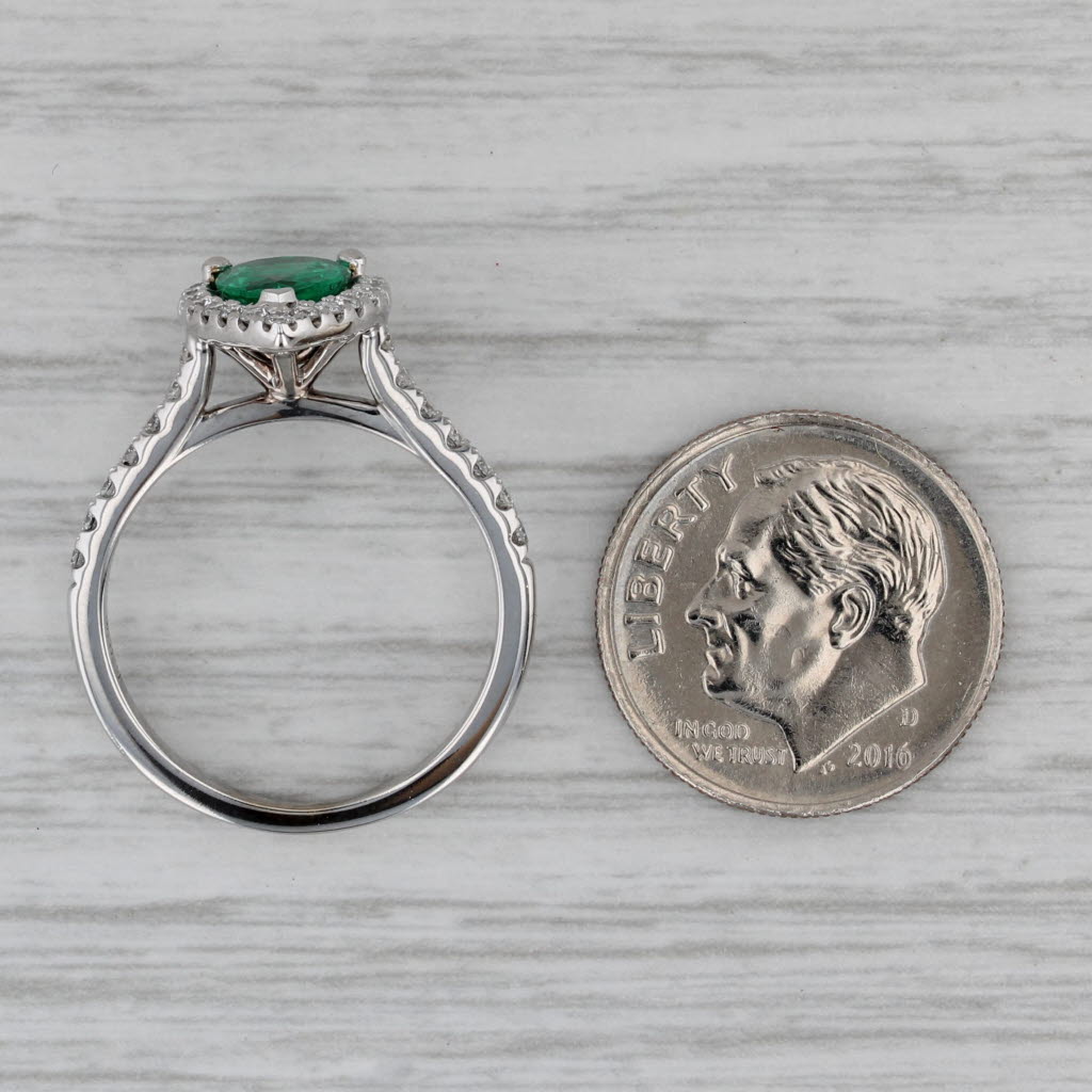 Gray 1.32ctw Emerald Diamond Halo Teardrop Ring 14k White Gold Size 6.5 Engagement