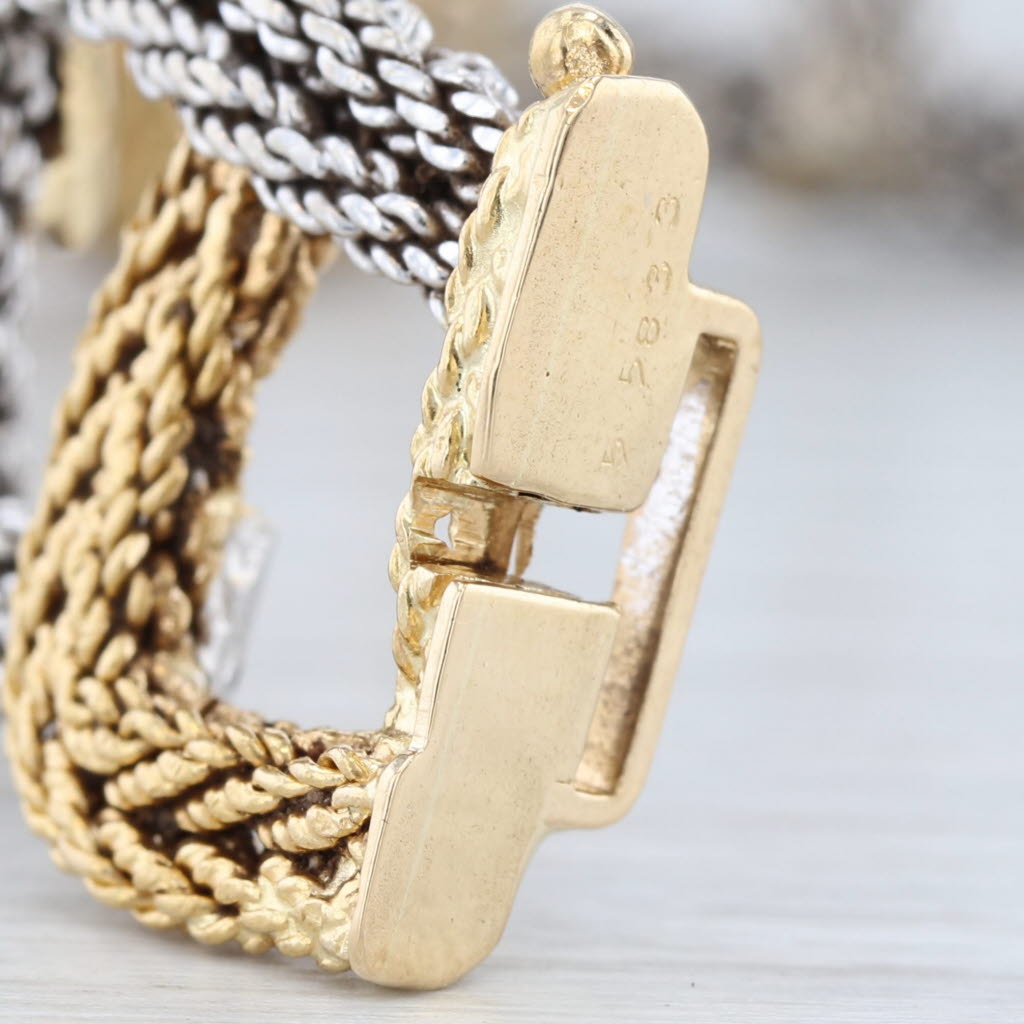 Light Gray Cartier Woven Yellow White Gold Bracelet w/ Box 18k 6.75" Designer Statement