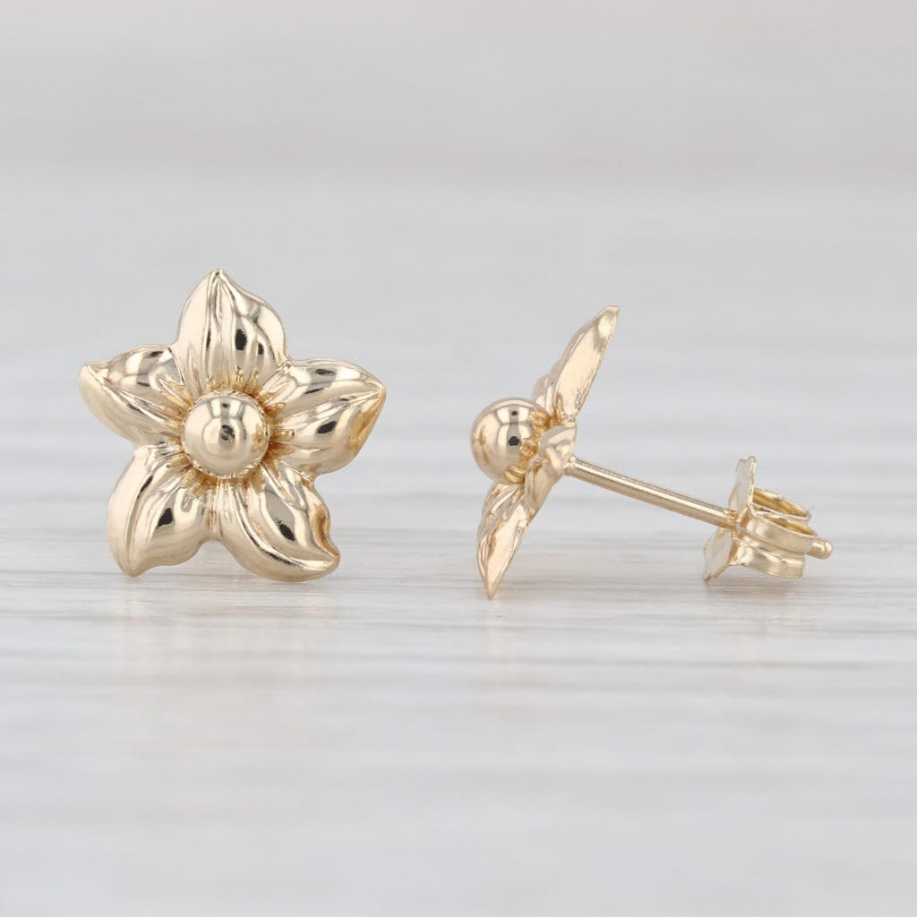 Flower Stud Earrings 14k Yellow Gold Floral Studs