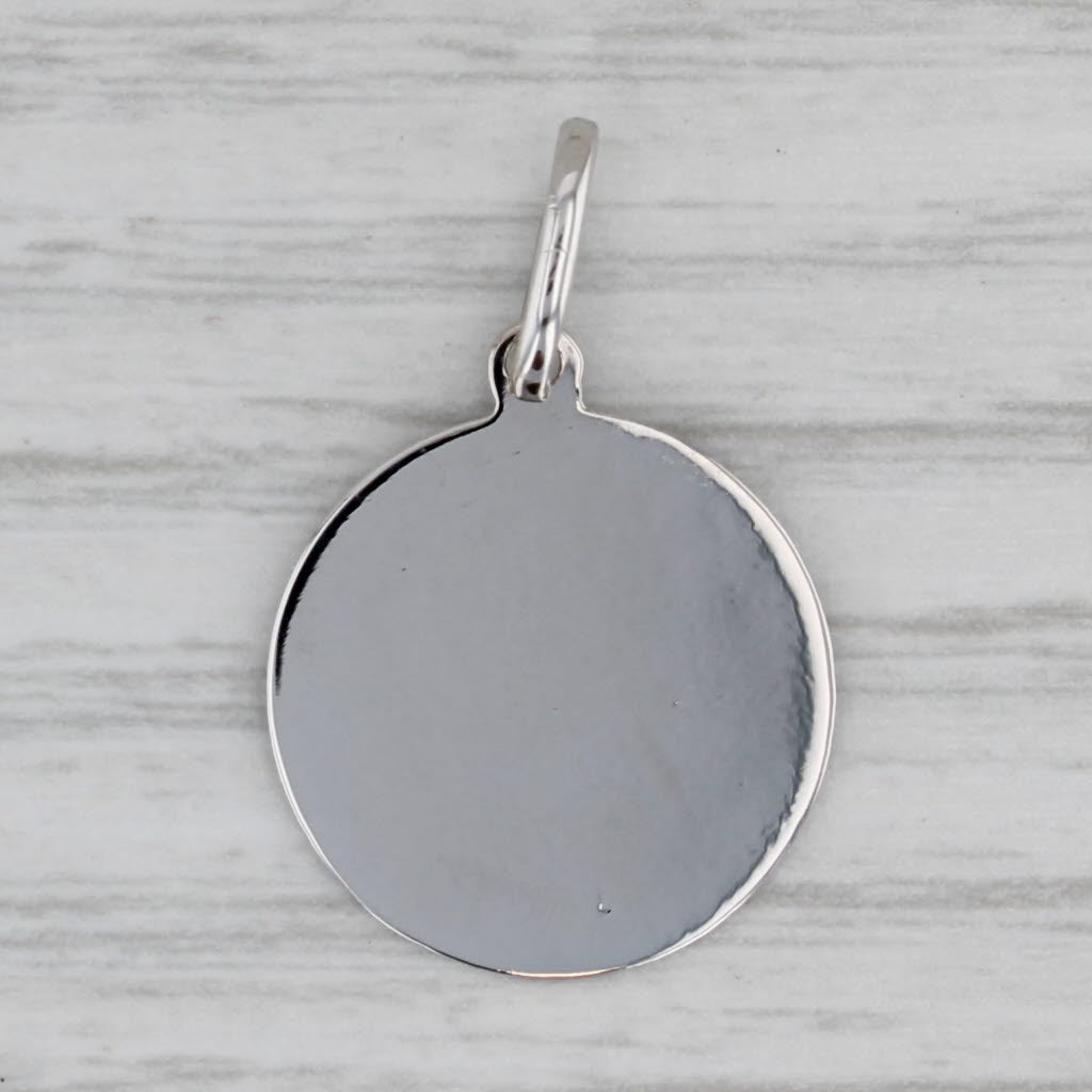 Gray Engravable Medallion Pendant 14k White Gold Charm