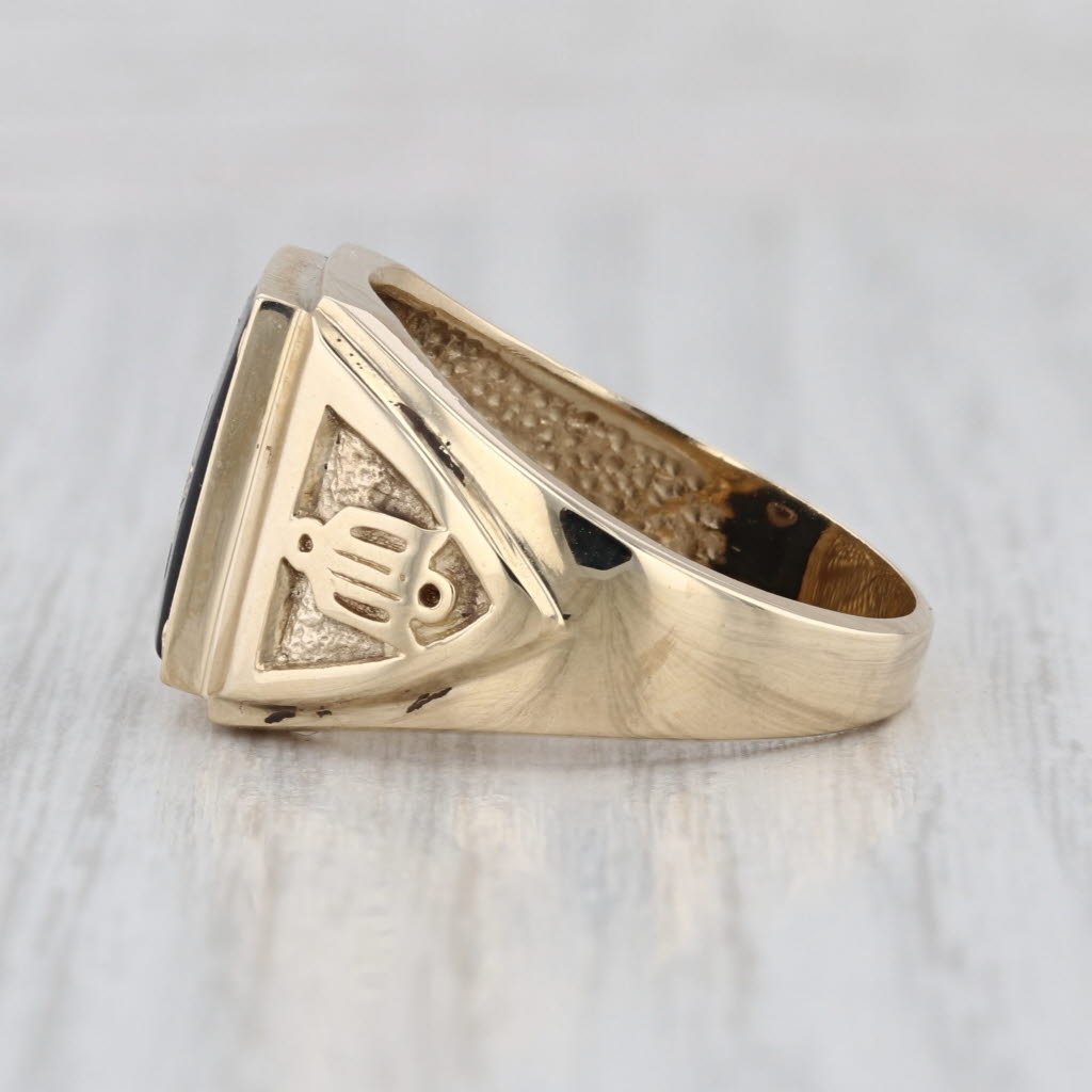 Onyx Masonic Signet Ring 10k Gold Size 10 Blue Lodge Square Compass