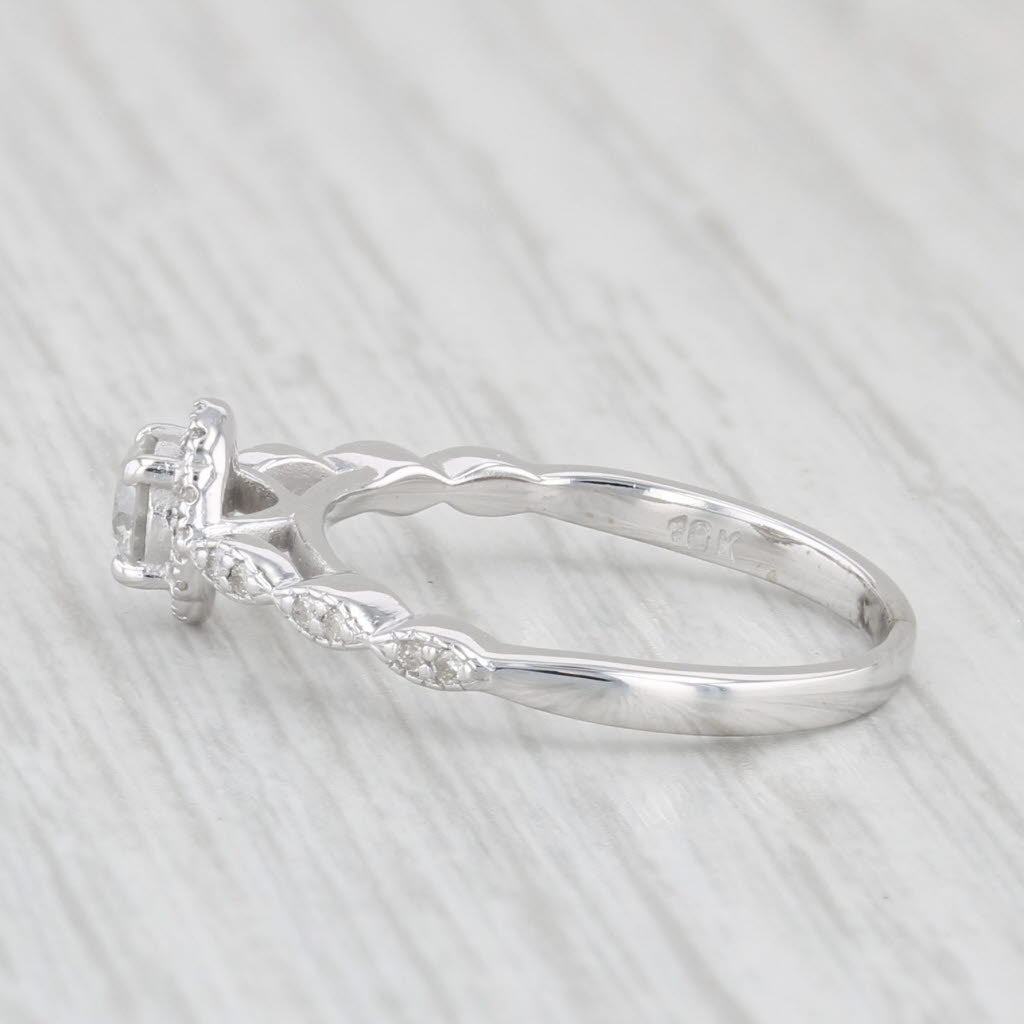 Light Gray 0.29ctw Round Diamond Halo Engagement Ring 10k White Gold Size 5