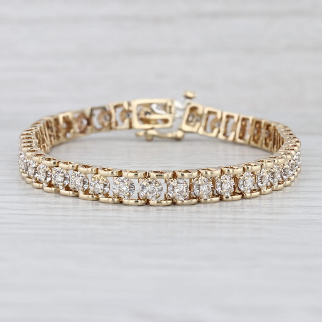 1.75ctw Diamond Tennis Bracelet 14k Yellow Gold 7.5" 6mm