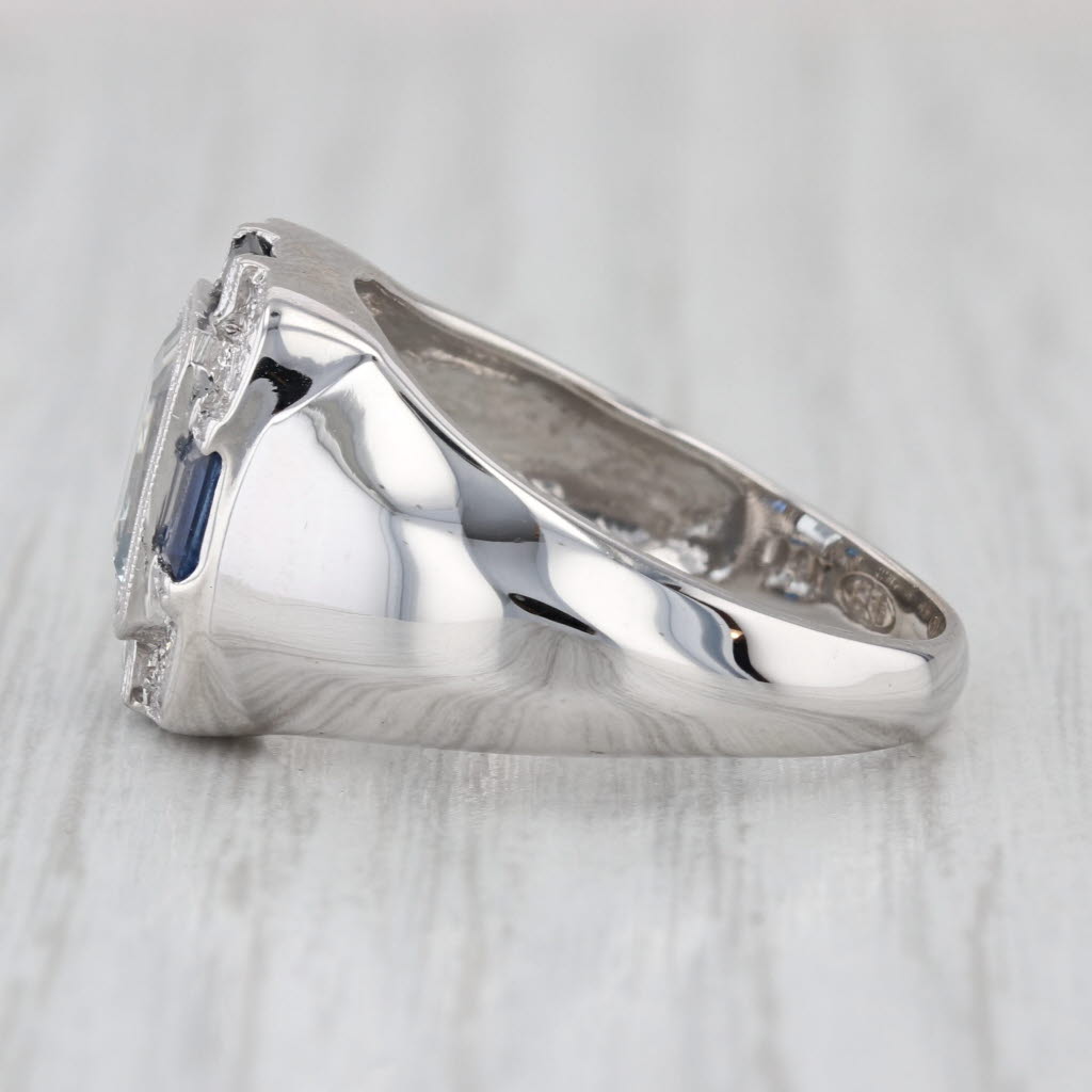 1.87ctw Aquamarine Sapphire Diamond Ring 14k White Gold Size 9