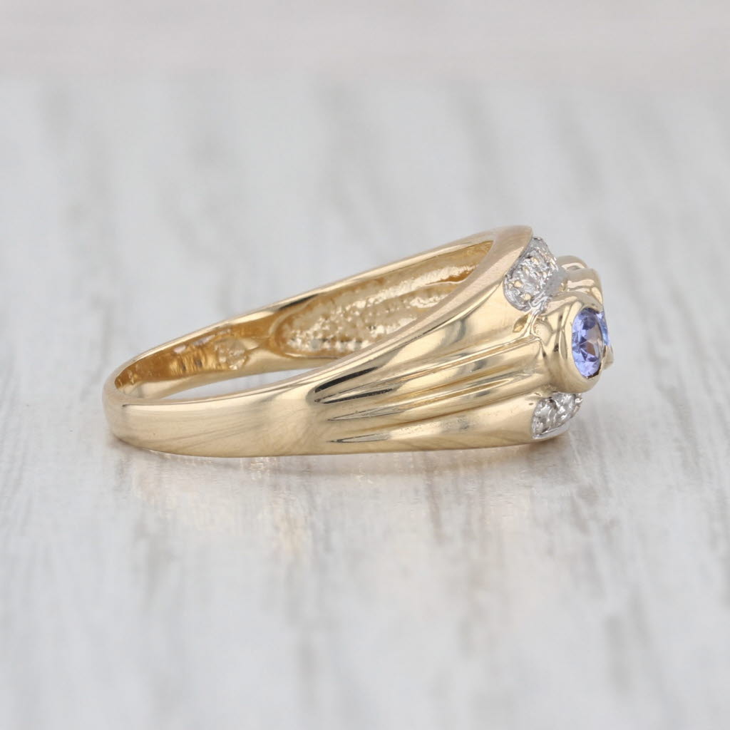 0.73ctw Tanzanite 3-Stone Diamond Ring 14k Yellow Gold Size 6.75