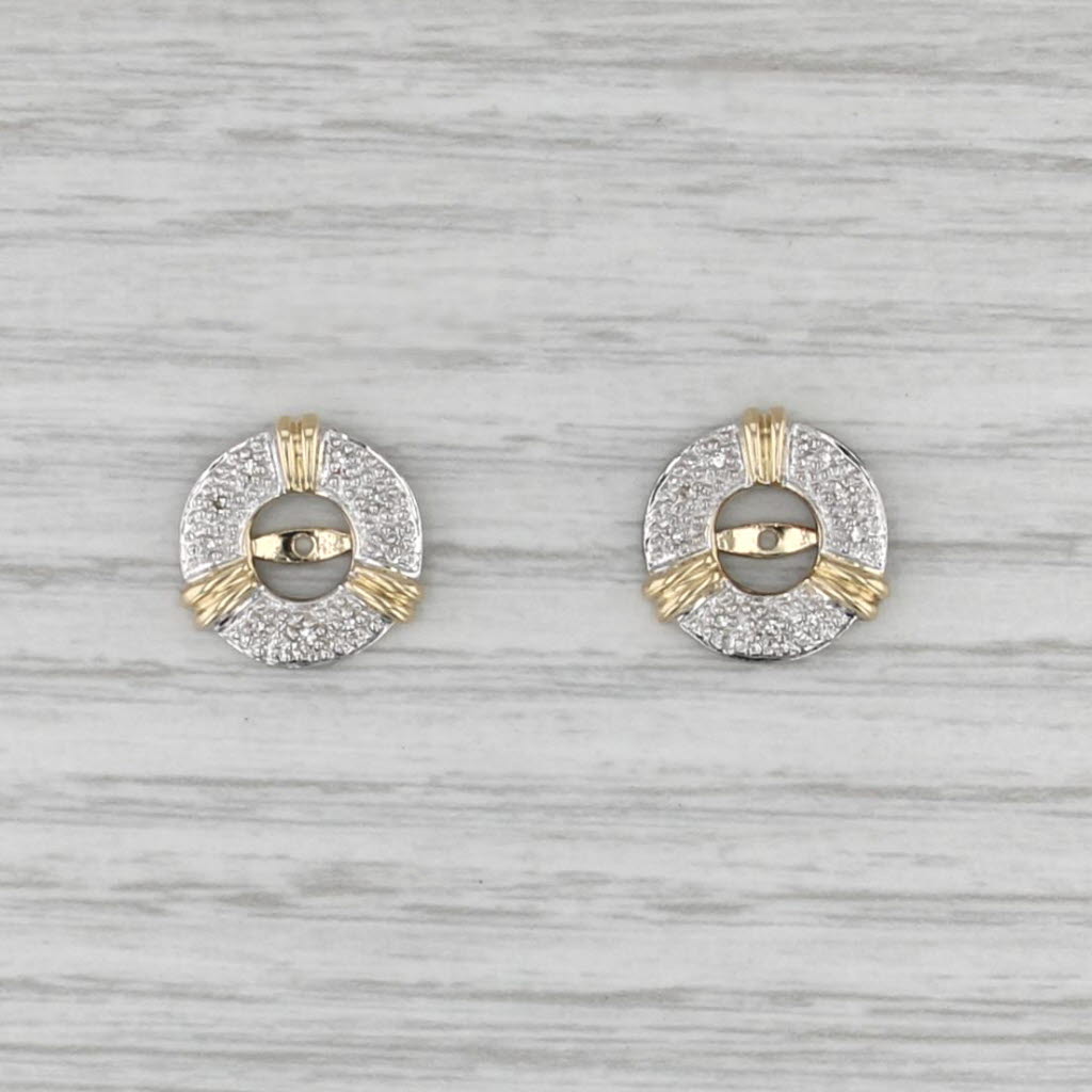 Diamond Accented Earring Enhancers 14k White Yellow Gold for Studs