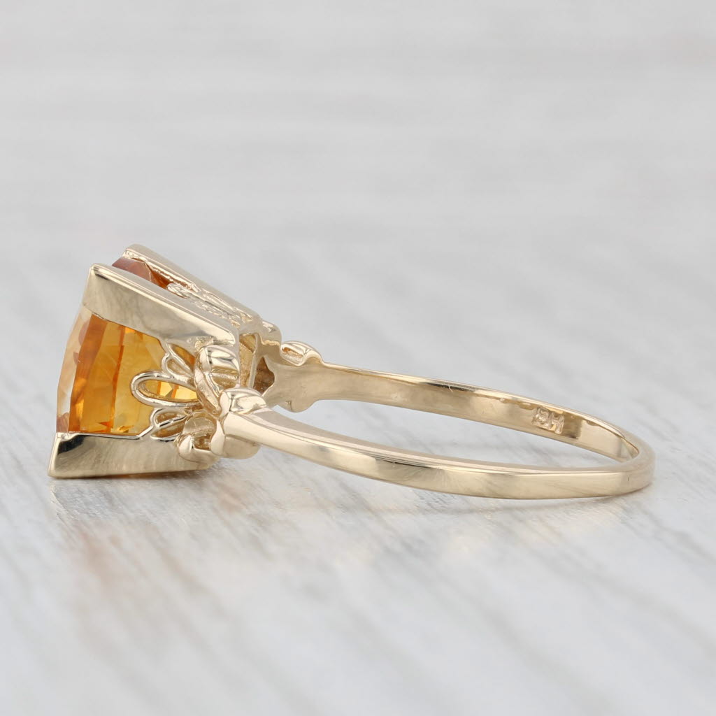 Light Gray 3.90ct Citrine Cushion Solitaire Ring 14k Yellow Gold Size 10