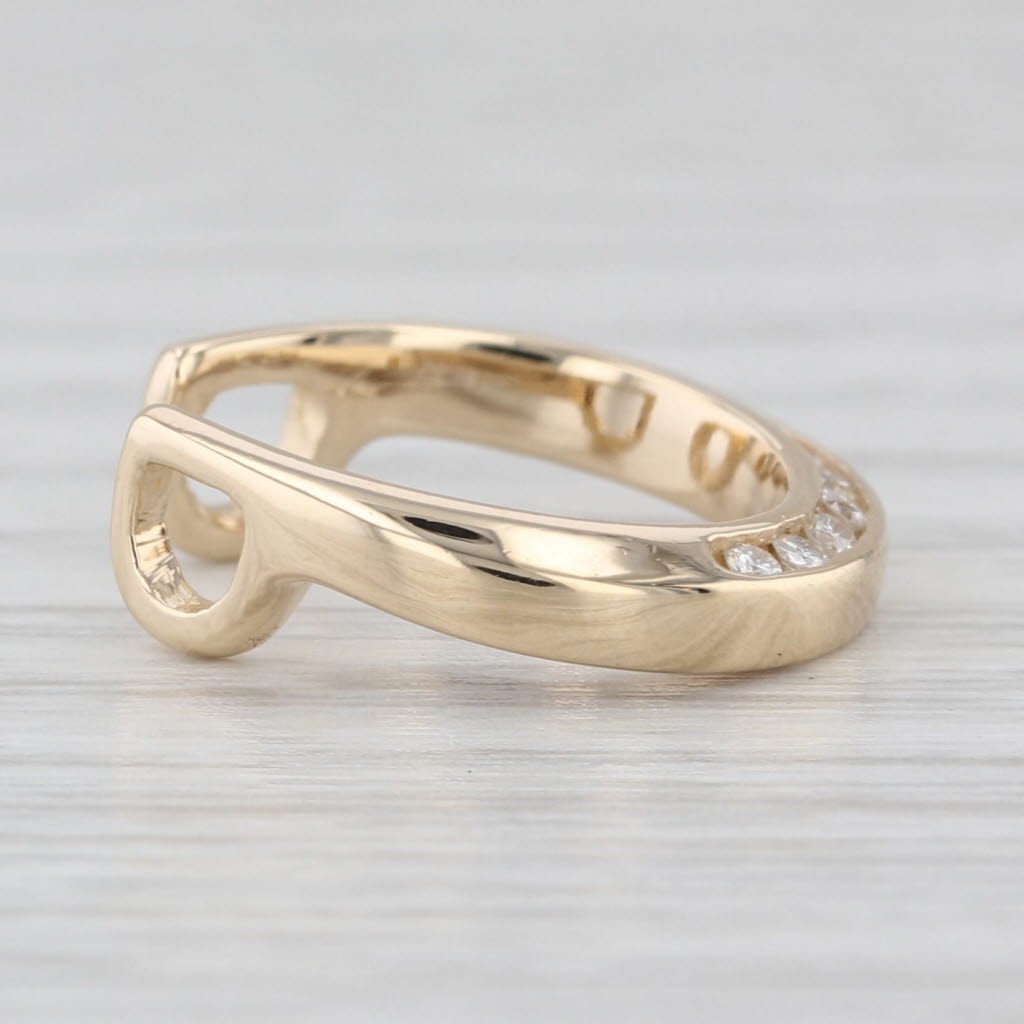 Diamond Horseshoe Pendant 14k Yellow Gold Small Floating Drop