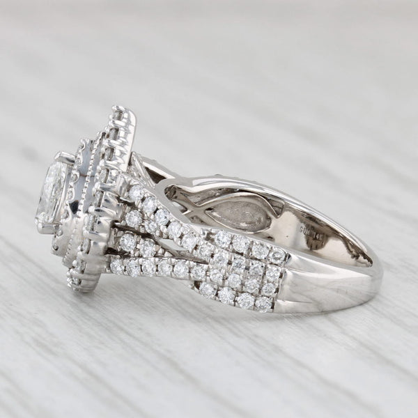 0.82ctw Diamond Pear Halo Engagement Ring 14k White Gold Size 5