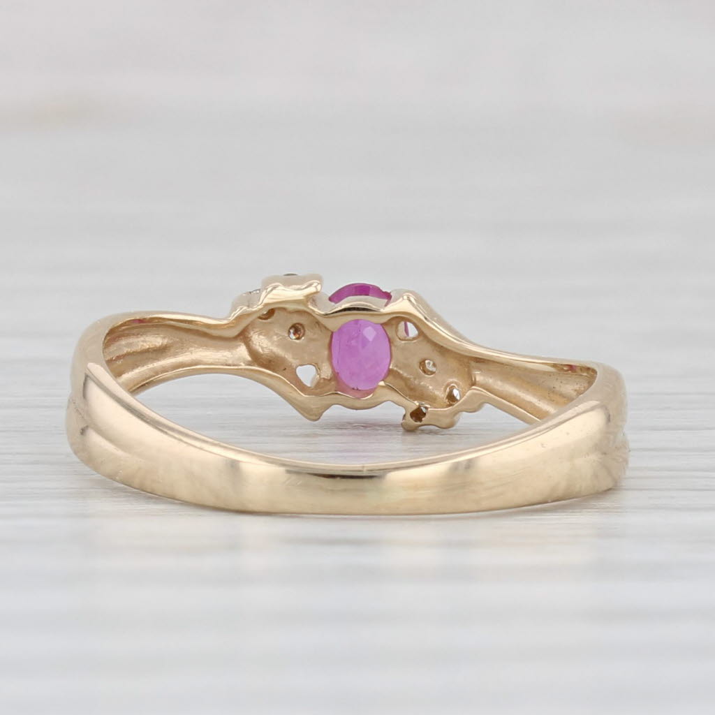 Light Gray 0.28ctw Oval Pink Sapphire Cubic Zirconia Ring 14k Yellow Gold Size 4.75