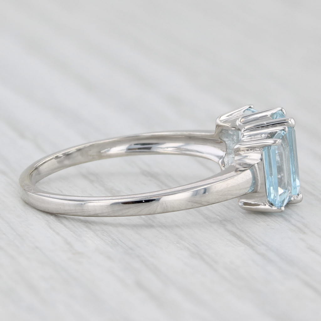 Light Gray 1.70ctw 3-Stone Aquamarine Ring 10k White Gold Size 8.25