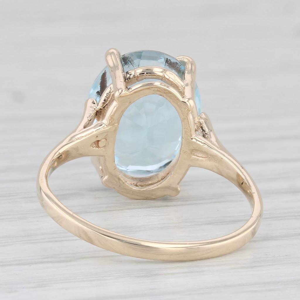 Light Gray 5.94c5t Oval Blue Topaz Solitaire Ring 10k Yellow Gold Size 7