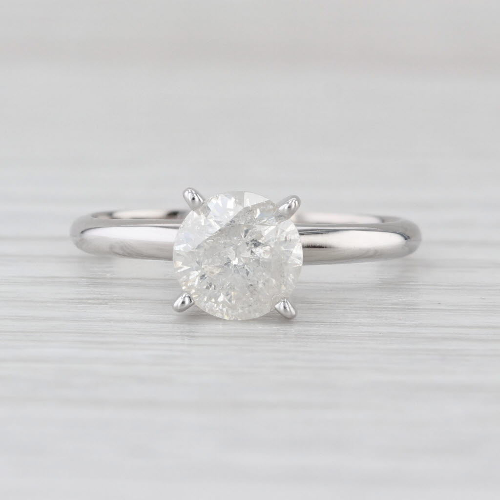 1.04ct Round Diamond Solitaire Engagement Ring 14k White Gold Size 6