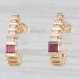 0.64ctw Ruby Diamond J-Hook Drop Earrings 14k Yellow Gold