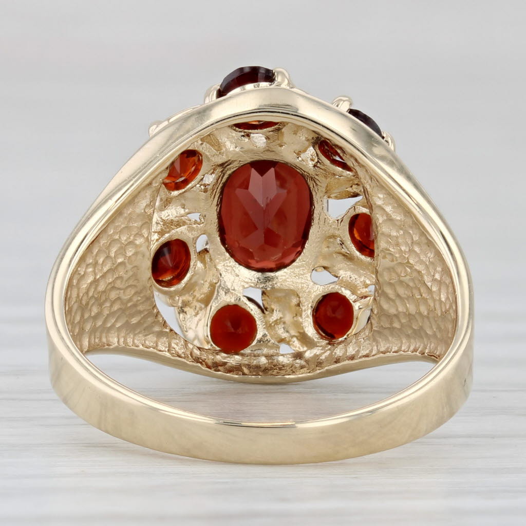 Gray 1.85ctw Garnet Flower Cluster Ring 10k Yellow Gold Size 7