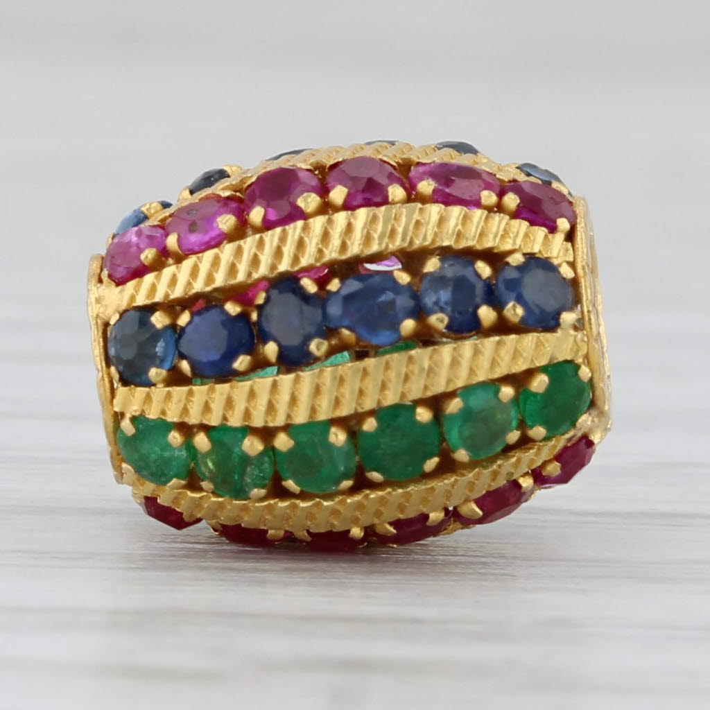 Light Gray 1.34ctw Ruby Emerald Sapphire Bead Slide Charm 18k Yellow Gold