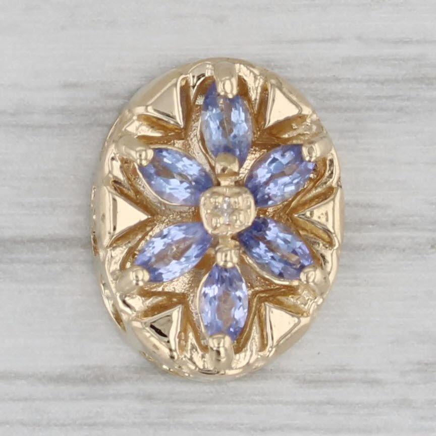 Gray Vintage 0.50ctw Tanzanite Flower Slide Bracelet Charm 14k Gold Archer Hallmark