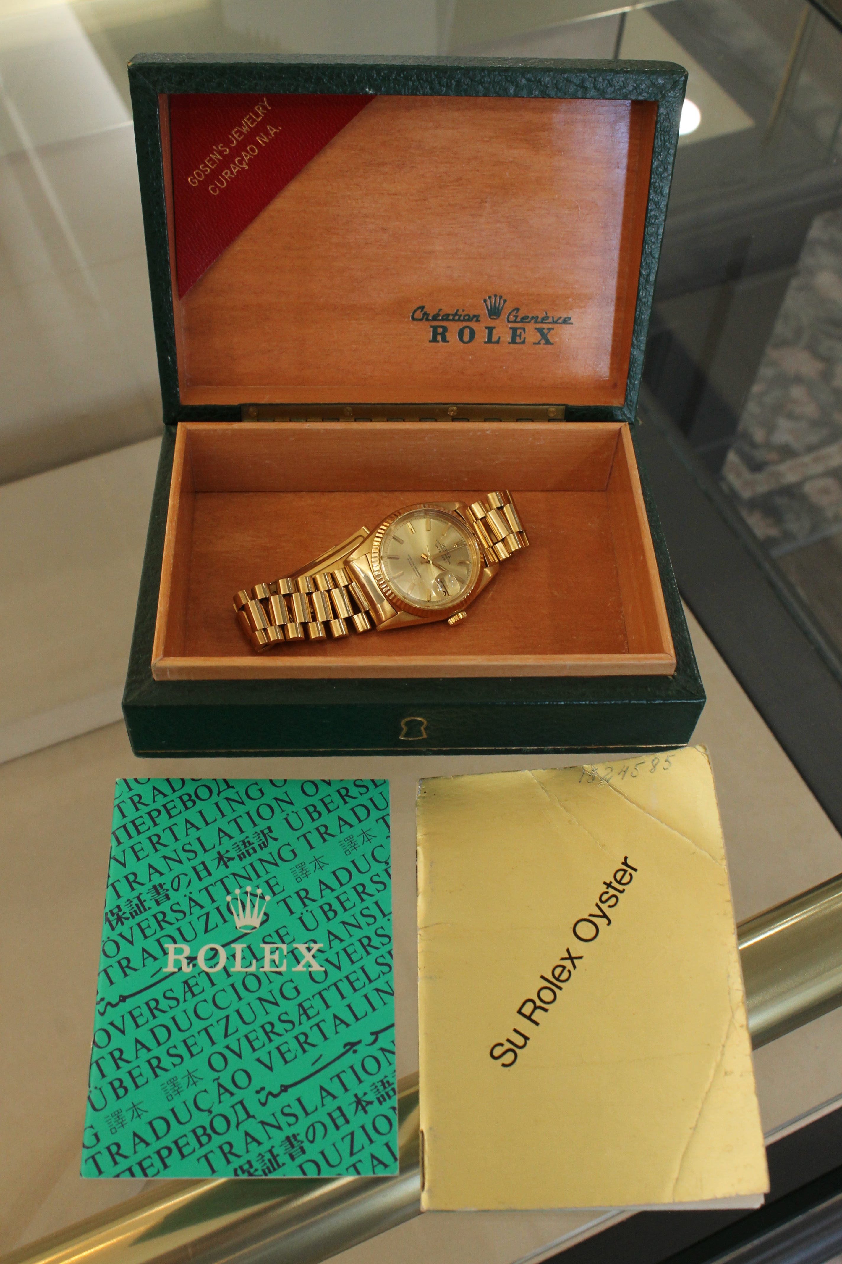 Vintage 1966 Rolex Datejust 1601 18k Yellow Gold Mens Watch w/ Bracelet & Box
