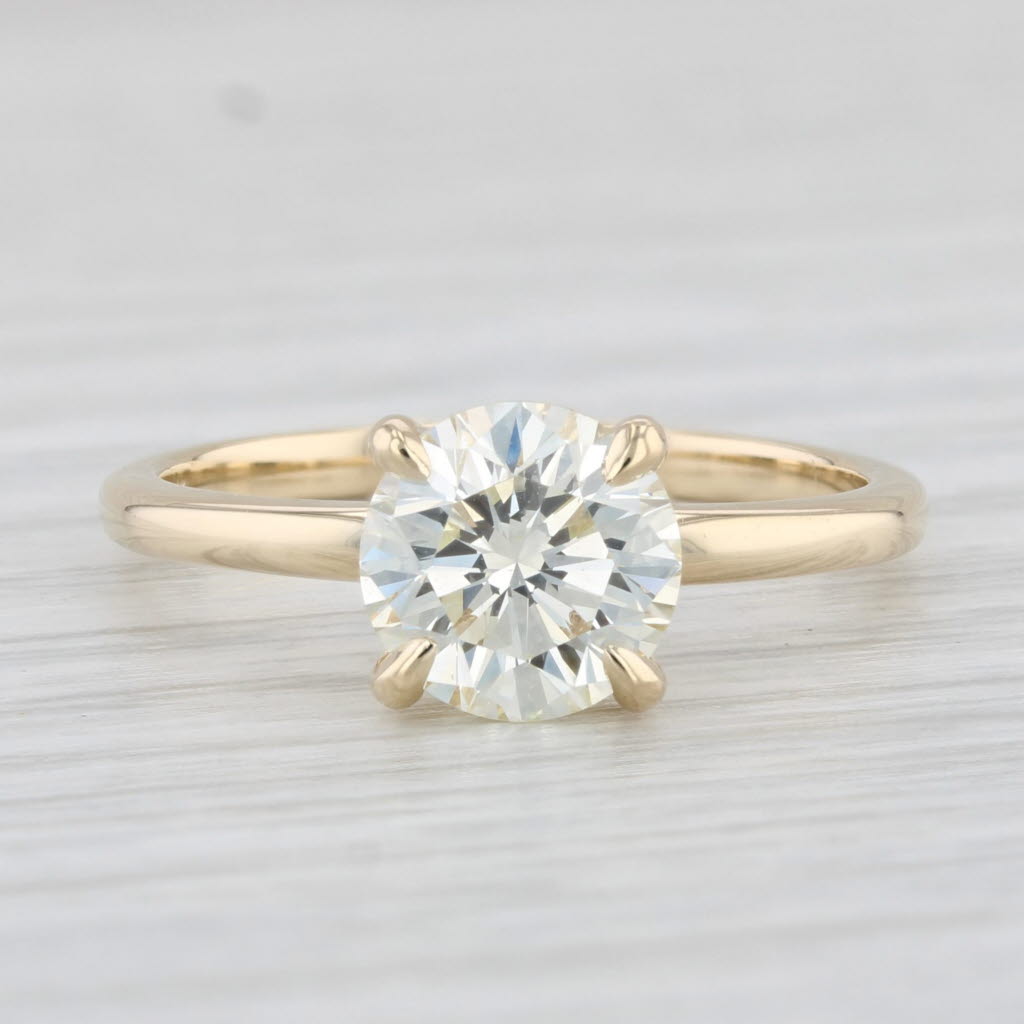 Light Gray New 1.64ct Round VS2 Diamond Solitaire Engagement Ring 14k Yellow Gold 6.75 GIA