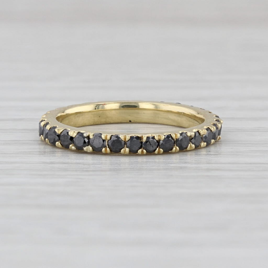0.80ctw Black Diamond Eternity Ring 18k Gold Stackable Wedding Band Size 4.75