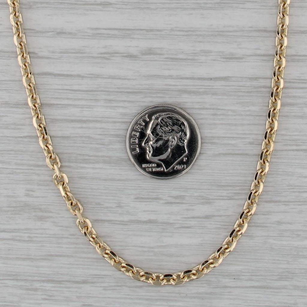 Long Cable Chain Necklace 14k Yellow Gold 24" 3.4mm
