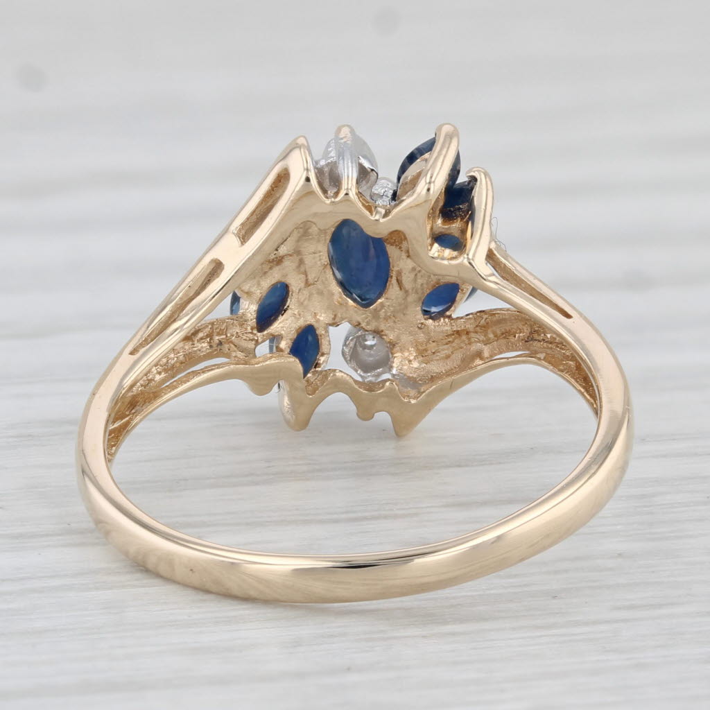 Light Gray 0.82ctw Blue Sapphire Diamond Ring 10k Yellow Gold Size 7