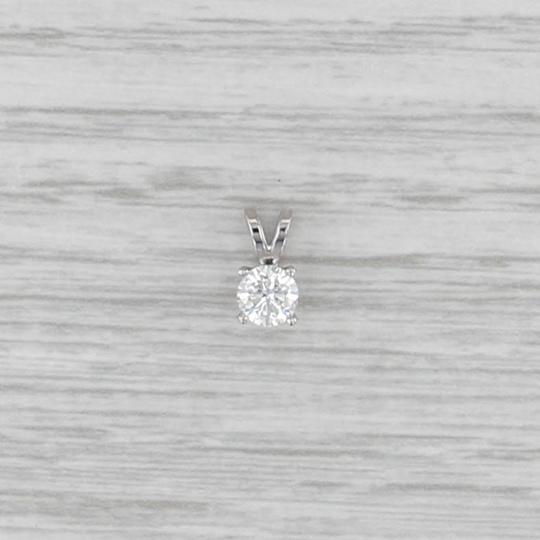 New 0.45ct Diamond Solitaire Pendant 14k White Gold 4 Prong Small Round Drop