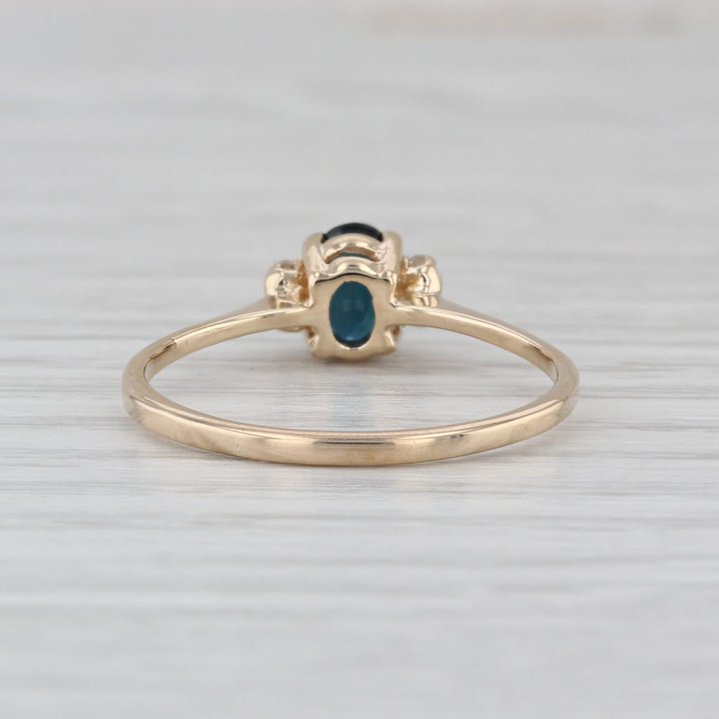 0.62ctw Oval Blue Sapphire Diamond Ring 14k Yellow Gold Size 8.75
