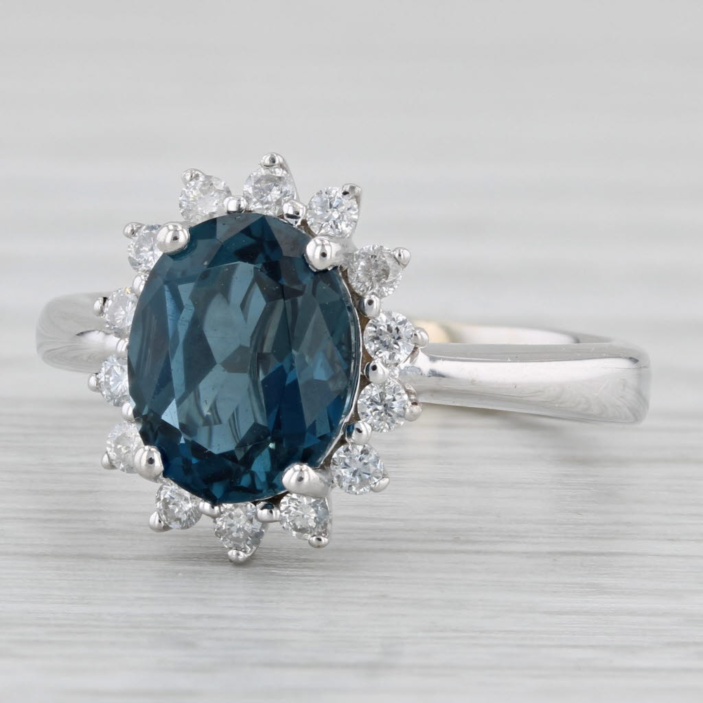 Light Gray Effy 2.50ctw London Blue Topaz Diamond Halo Ring 14k Gold Size 5.5 Engagement