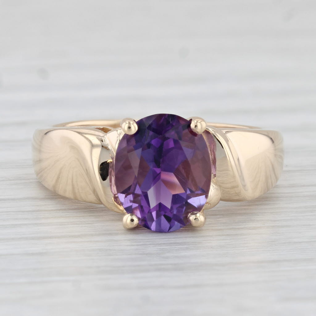 Light Gray 2.50ct Oval Solitaire Amethyst Ring 14k Yellow Gold Size 8