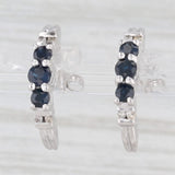 0.60ctw Blue Sapphire Diamond J-Hook Earrings 10k White Gold Half Hoop Drops