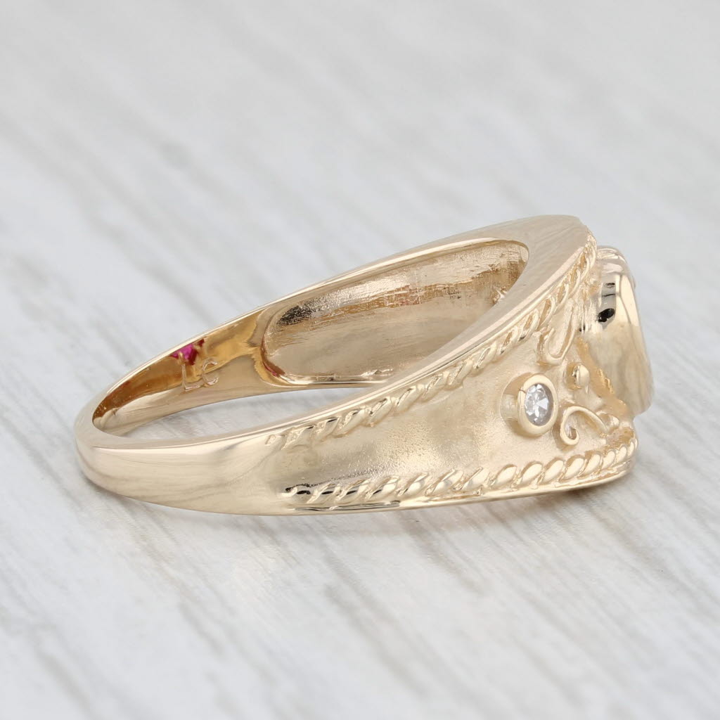 Light Gray Lab Created Ruby Heart Diamond Ring 10k Yellow Gold Size 7