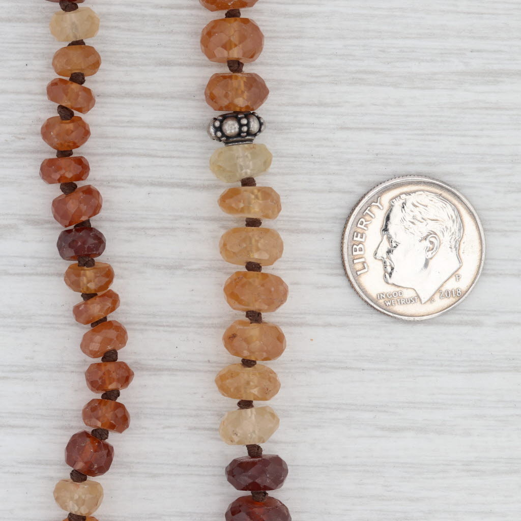 New Nina Wynn Garnet Bead Heirloom Necklace Sterling Silver 39.5-43.5" Long