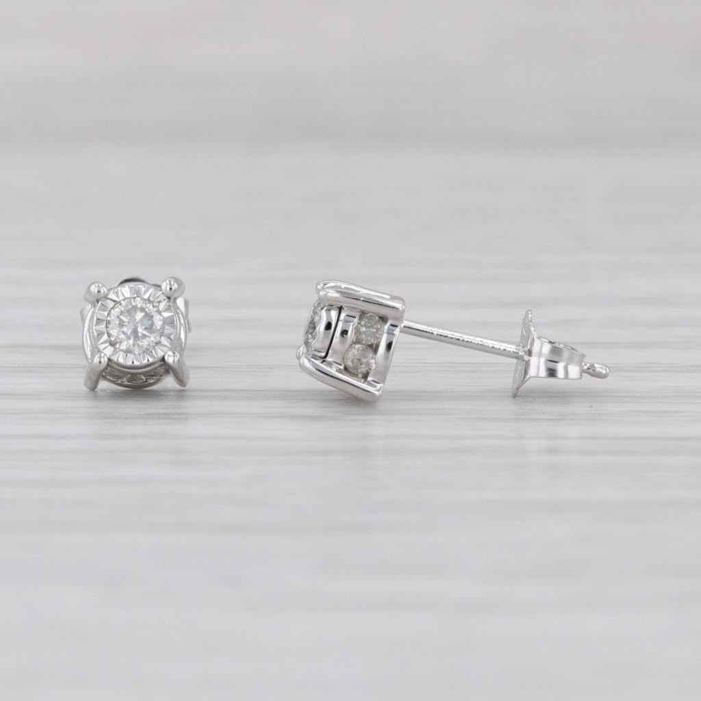 0.43ctw Diamond Stud Earrings Hidden Halo 14k White Gold Round Brilliant Studs
