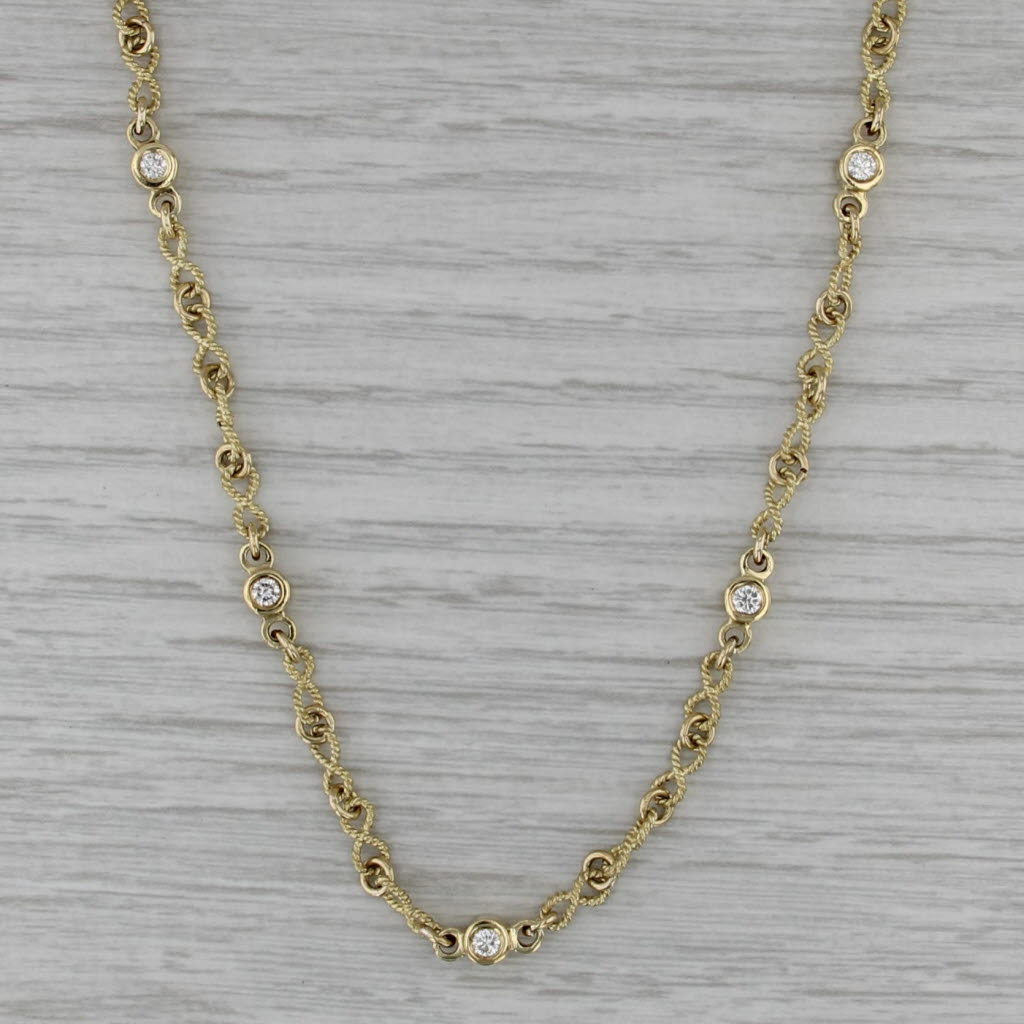 0.50ctw Diamond Station Necklace 18k Yellow Gold 18.5" Figure-8 Infinity Chain