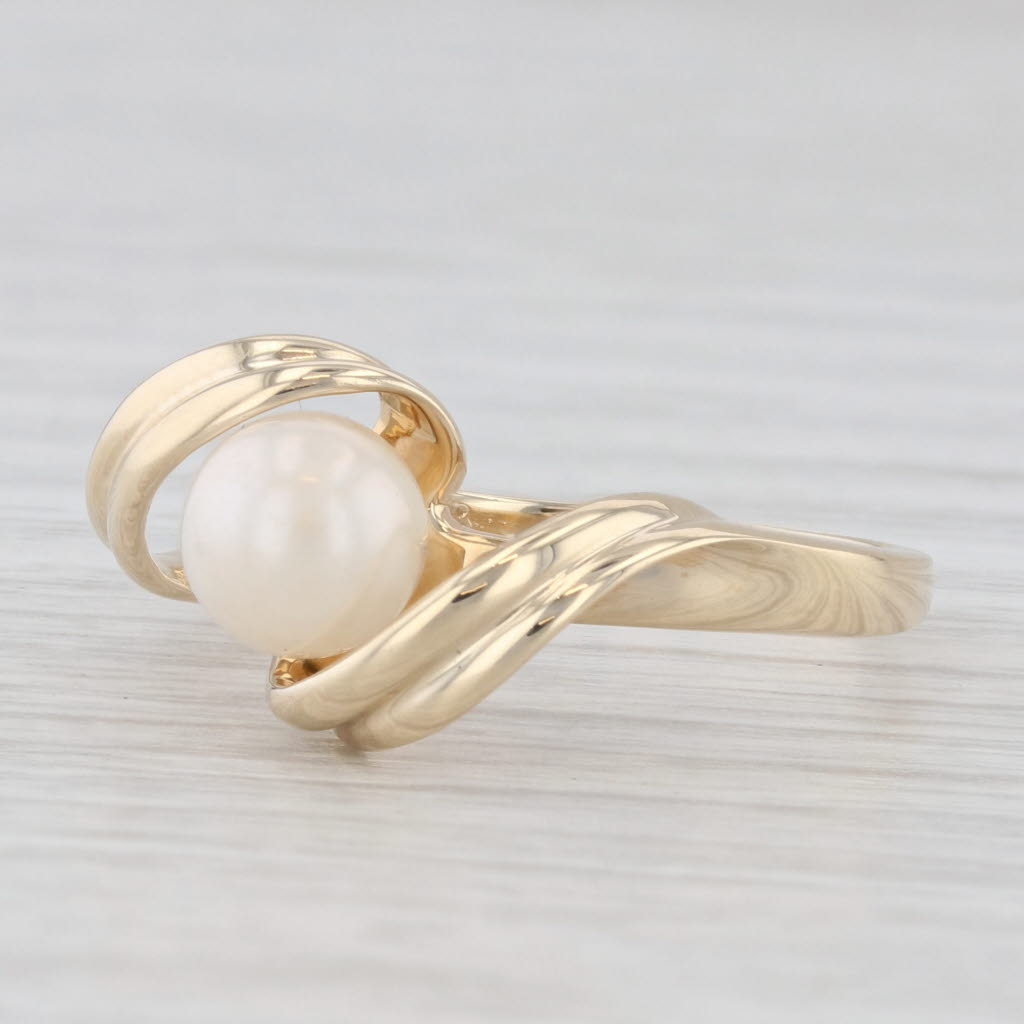 Light Gray Cultured Pearl Solitaire Ring 10k Yellow Gold Size 7.25