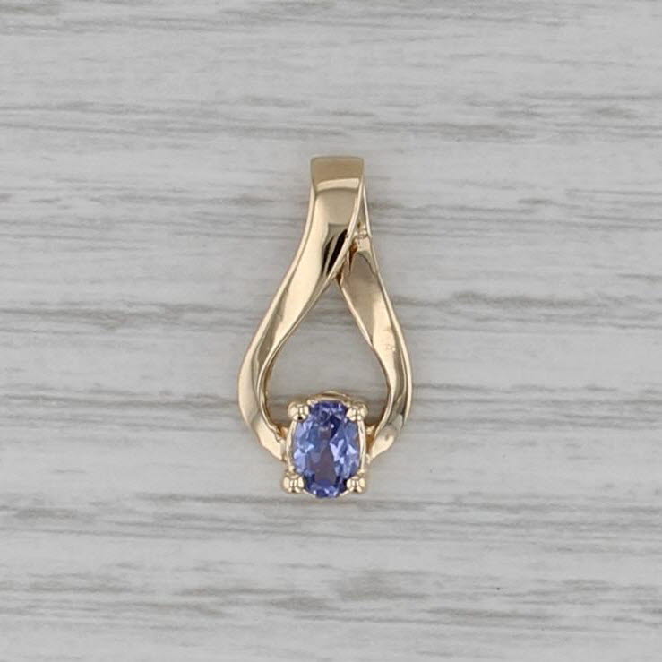 0.48ct Tanzanite Drop Pendant 14k Yellow Gold Oval Solitaire