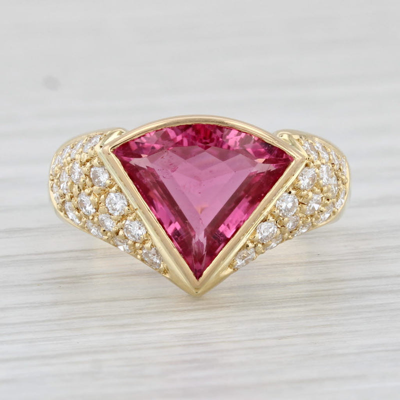 Light Gray 3.08ctw Pink Tourmaline Diamond Ring 18k Gold Size 6.75 Cocktail