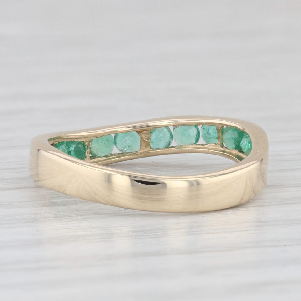 Light Gray 0.50ctw Emerald Contoured Ring 10k Yellow Gold Size 6.25 Stackable