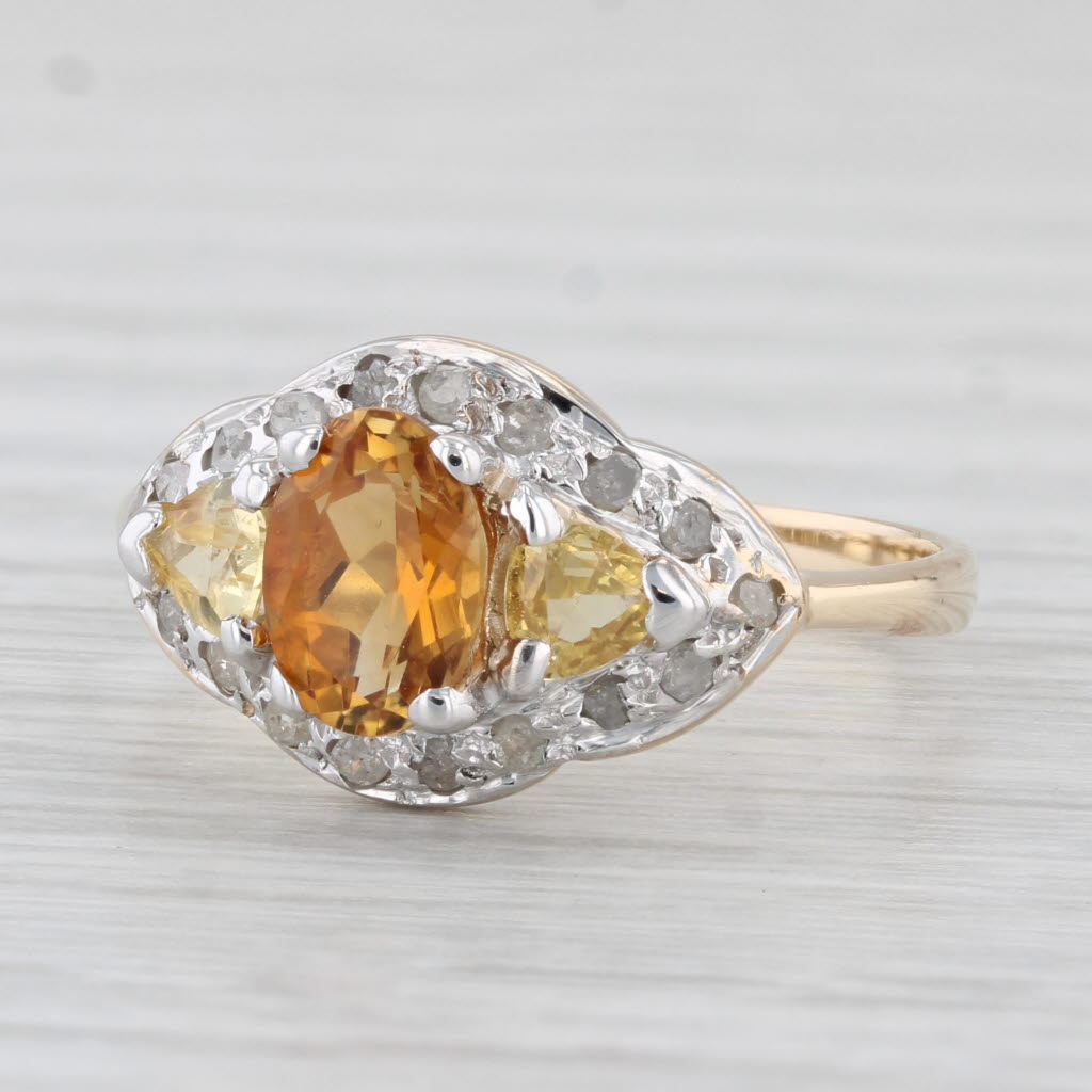 Light Gray 0.59ctw Oval Citrine Diamond Ring 10k Yellow Gold Size 7