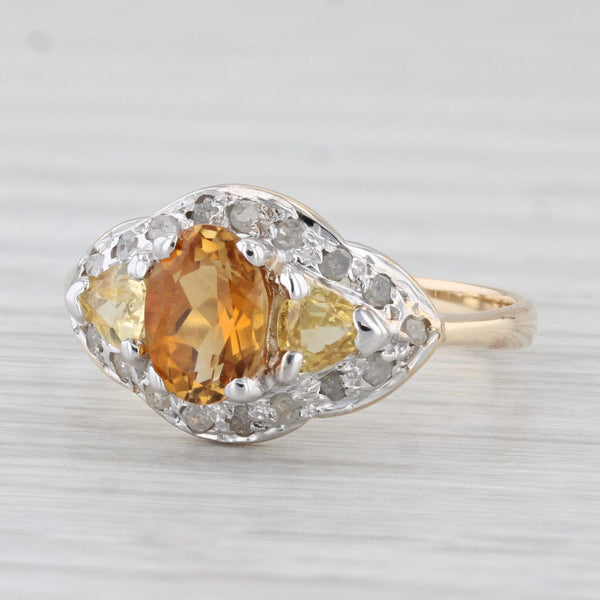 0.59ctw Oval Citrine Diamond Ring 10k Yellow Gold Size 7