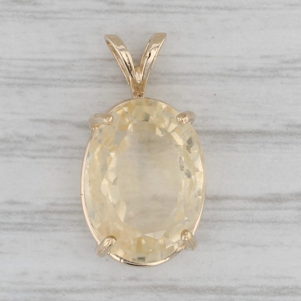 Gray 7.28ct Yellow Citrine Oval Solitaire Pendant 14k Yellow Gold