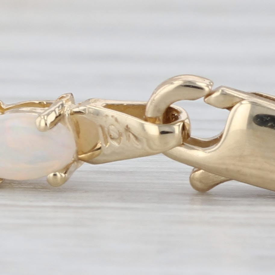 Opal Diamond Tennis Bracelet 10k Yellow Gold 7" 3.7mm