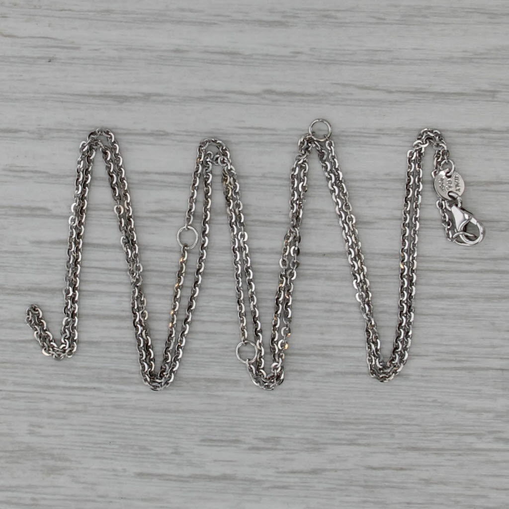 Cable Chain Necklace 14k White Gold Adjustable up to 24" 0.9mm