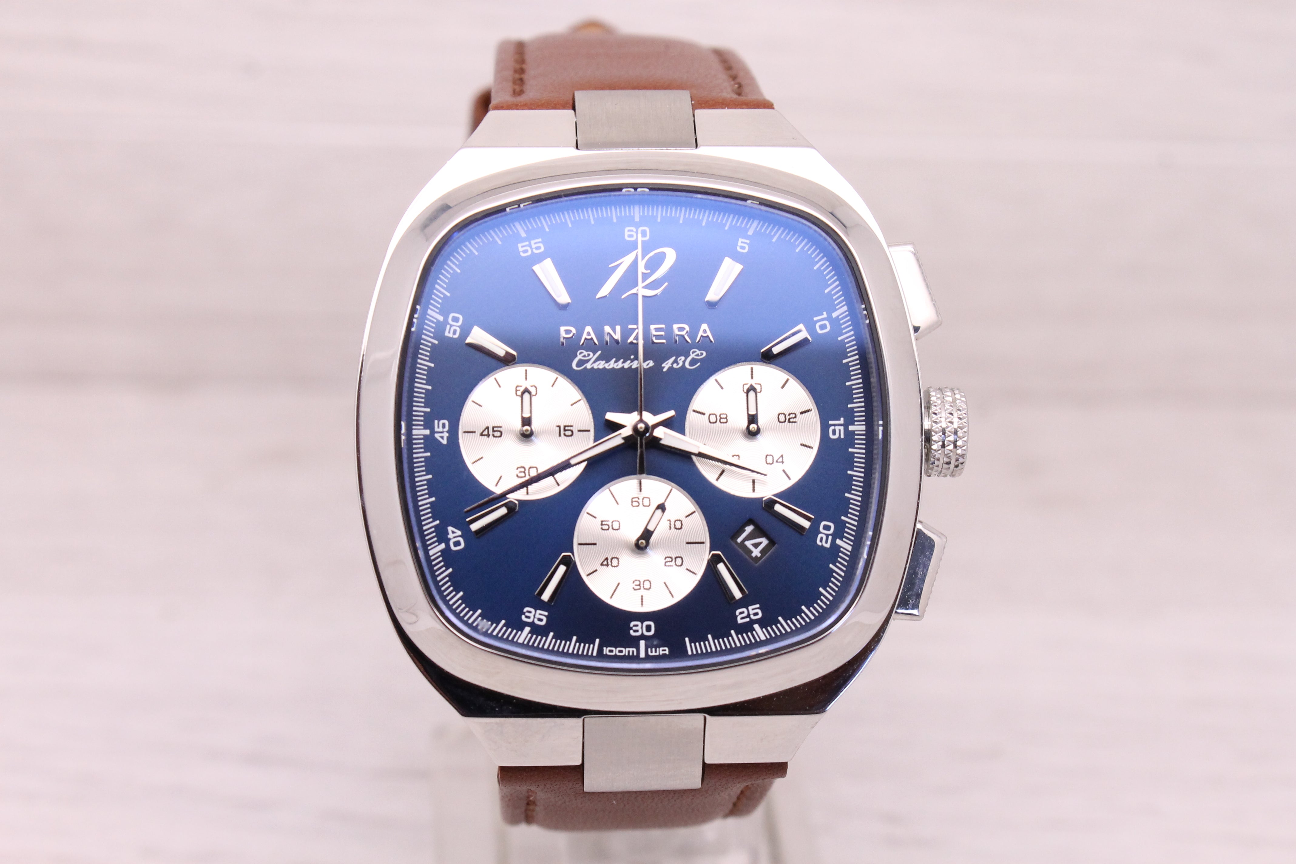 Light Gray Panzera Classivo 43C 43mm Stainless Steel Quartz Chronograph Watch C43C-01