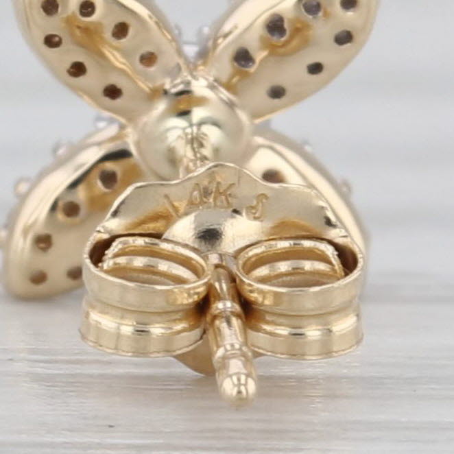 0.15ctw Diamond Flower Stud Earrings 14k Yellow Gold Floral Studs